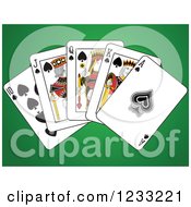 Poster, Art Print Of Spades Royal Flush Playing Cards On Green