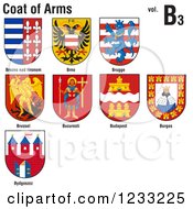 Clipart Of Coats Of Arms 5 Royalty Free Vector Illustration