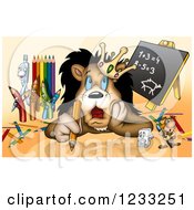 Poster, Art Print Of Lion King Thinking With Art Supplies