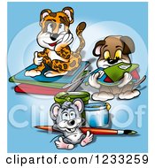 Poster, Art Print Of Cheetah Dog And Mouse With School Supplies