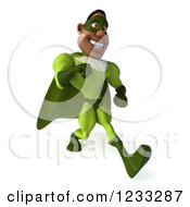 Clipart Of A 3d Male Black Super Hero In Green Speed Walking Royalty Free Illustration