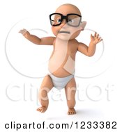 Clipart Of A 3d Caucasian Baby Boy Wearing Glasses 2 Royalty Free Illustration