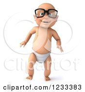 Clipart Of A 3d Caucasian Baby Boy Wearing Glasses 3 Royalty Free Illustration