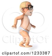 Clipart Of A 3d Caucasian Baby Boy Wearing Glasses Royalty Free Illustration