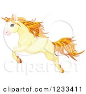 Poster, Art Print Of Cute Yellow Unicorn Leaping