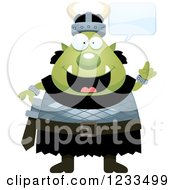 Clipart Of A Happy Talking Male Orc Royalty Free Vector Illustration