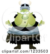 Clipart Of A Careless Shrugging Male Orc Royalty Free Vector Illustration