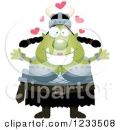 Poster, Art Print Of Female Orc With Open Arms And Hearts
