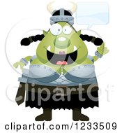 Clipart Of A Happy Talking Female Orc Royalty Free Vector Illustration