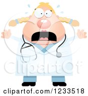 Clipart Of A Scared Screaming Surgeon Doctor Or Veterinarian Lady Royalty Free Vector Illustration