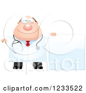 Clipart Of A Happy Surgeon Doctor Or Veterinarian Guy With A Sign Royalty Free Vector Illustration