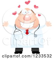 Clipart Of A Surgeon Doctor Or Veterinarian Guy With Open Arms And Hearts Royalty Free Vector Illustration