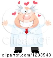 Clipart Of A Male Scientist With Open Arms And Hearts Royalty Free Vector Illustration