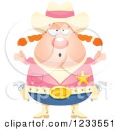 Clipart Of A Careless Shrugging Sheriff Cowgirl Royalty Free Vector Illustration by Cory Thoman