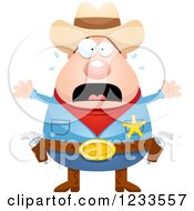 Clipart Of A Scared Screaming Sheriff Cowboy Royalty Free Vector Illustration by Cory Thoman