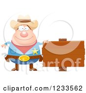 Poster, Art Print Of Happy Sheriff Cowboy With A Wood Sign