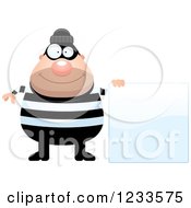 Clipart Of A Happy Robber Burglar Guy By A Sign Royalty Free Vector Illustration by Cory Thoman