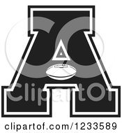 Clipart Of A Black And White Football Letter A Royalty Free Vector Illustration