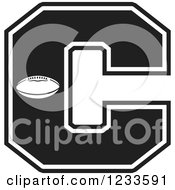 Clipart Of A Black And White Football Letter C Royalty Free Vector Illustration