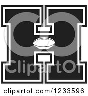 Clipart Of A Black And White Football Letter H Royalty Free Vector Illustration