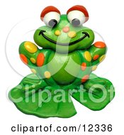 3d Spotted Frog On A Lily Pad