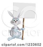 Poster, Art Print Of Gray Rabbit Holding A Sign