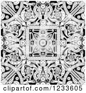 Clipart Of A Black And White Seamless Intricate Middle Eastern Motif Background Pattern Royalty Free Vector Illustration by AtStockIllustration