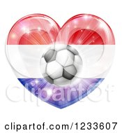 Poster, Art Print Of Reflective Netherlands Flag Heart And Soccer Ball