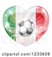 Reflective Italian Flag Heart And Soccer Ball