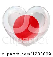 Poster, Art Print Of 3d Reflective Japanese Flag Heart