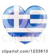 Clipart Of A 3d Reflective Greek Flag Heart Royalty Free Vector Illustration