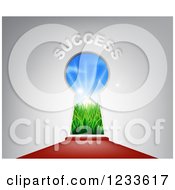 Clipart Of A Red Carpet Leading To A SUCCESS Key Hole Royalty Free Vector Illustration by AtStockIllustration