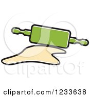 Clipart Of A Green Rolling Pin And Dough Royalty Free Vector Illustration by Lal Perera