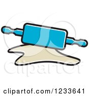 Clipart Of A Blue Rolling Pin And Dough Royalty Free Vector Illustration