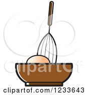 Clipart Of A Whisk Egg And Brown Bowl Royalty Free Vector Illustration by Lal Perera