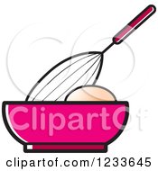 Clipart Of A Whisk Egg And Pink Bowl Royalty Free Vector Illustration by Lal Perera