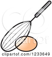 Clipart Of A Whisk And Egg Royalty Free Vector Illustration by Lal Perera