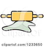 Clipart Of A Yellow Rolling Pin And Dough Royalty Free Vector Illustration by Lal Perera