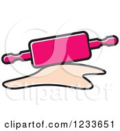 Clipart Of A Pink Rolling Pin And Dough Royalty Free Vector Illustration