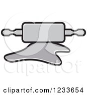 Clipart Of A Gray Rolling Pin And Dough Royalty Free Vector Illustration