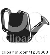 Clipart Of A Black And White Watering Can 2 Royalty Free Vector Illustration