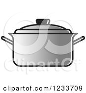 Clipart Of A Gray Pot With A Lid Royalty Free Vector Illustration by Lal Perera