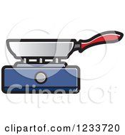 Clipart Of A Pan On A Blue Burner Royalty Free Vector Illustration