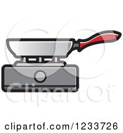 Clipart Of A Pan On A Burner Royalty Free Vector Illustration