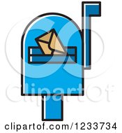Poster, Art Print Of Biue Mailbox With An Envelope
