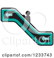 Clipart Of A Person Going Up A Turquoise Escalator Royalty Free Vector Illustration by Lal Perera