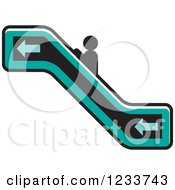 Poster, Art Print Of Person Going Up A Turquoise Escalator