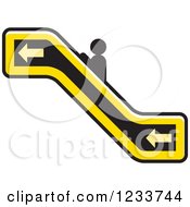 Clipart Of A Person Going Up A Yellow Escalator Royalty Free Vector Illustration