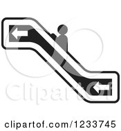 Clipart Of A Person Going Up A Black And White Escalator Royalty Free Vector Illustration