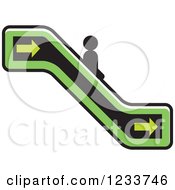 Clipart Of A Person Going Down A Green Escalator Royalty Free Vector Illustration